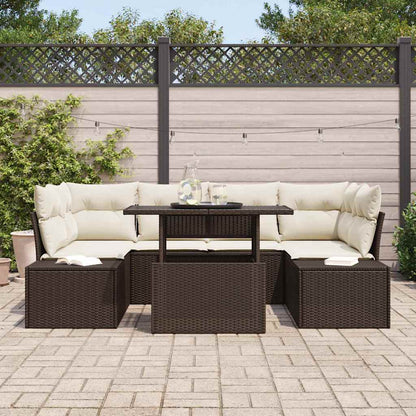 Garten-Sofa-Set mit Kissen 7 pcs Braun, Creme 100 x 55 x 73 cm