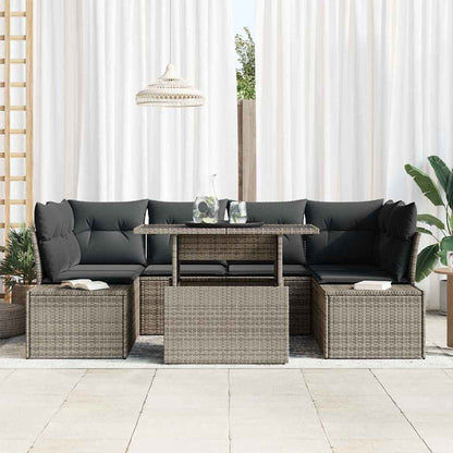Garten-Sofa-Set mit Kissen 7 pcs Grau 100 x 55 x 73 cm