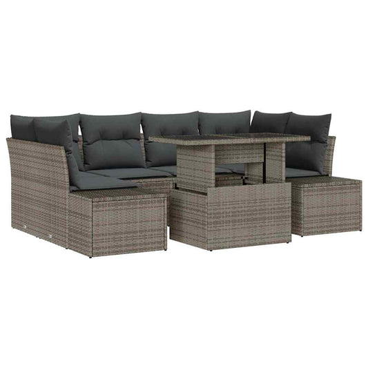 Garten-Sofa-Set mit Kissen 7 pcs Grau 100 x 55 x 73 cm