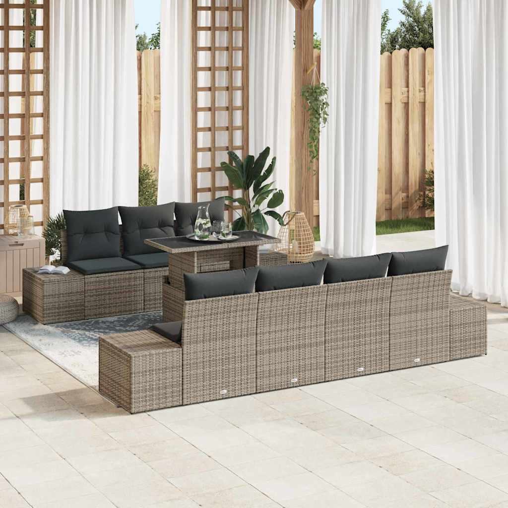 Garten-Sofa-Set mit Kissen 8 pcs Grau 100 x 55 x 73 cm