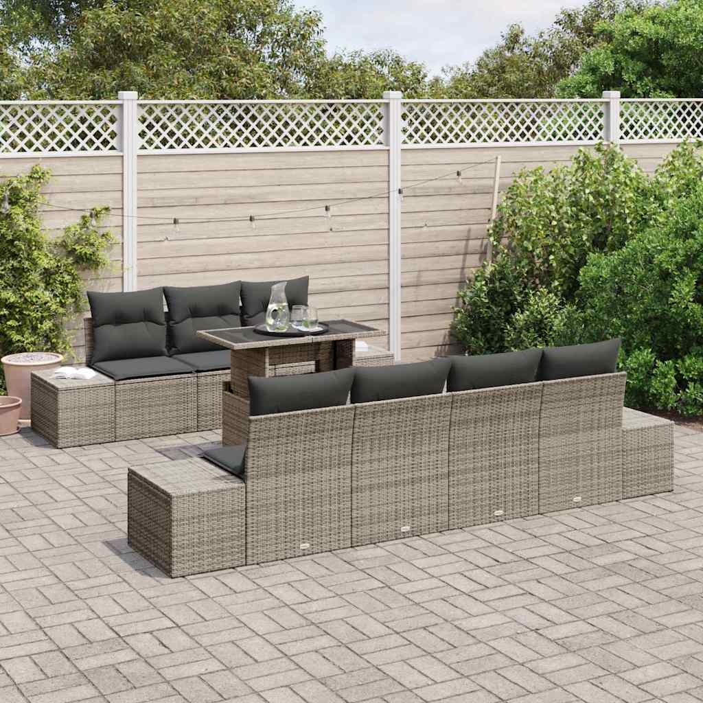 Garten-Sofa-Set mit Kissen 8 pcs Grau 100 x 55 x 73 cm