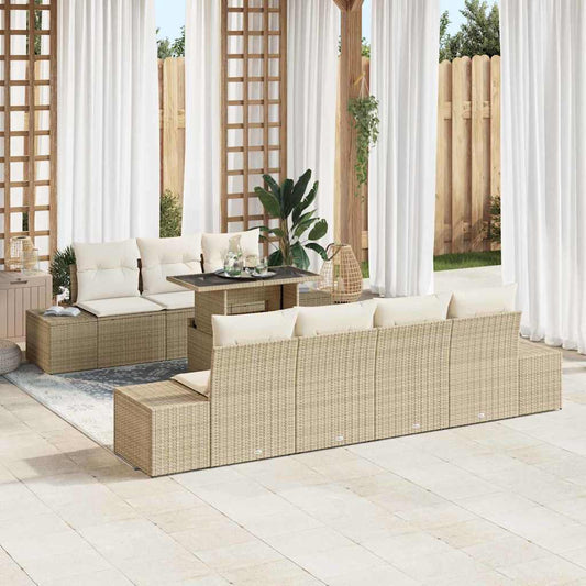 Garten-Sofa-Set mit Kissen 8 pcs Beige, Creme 100 x 55 x 73 cm