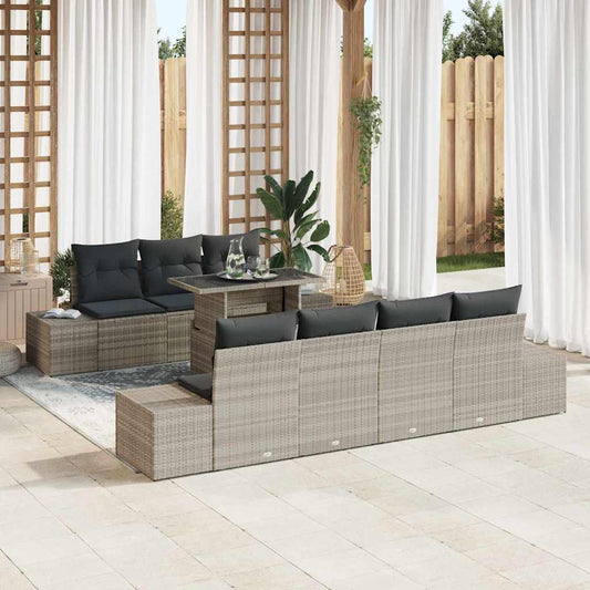 Garten-Sofa-Set 8 pcs Hellbraun, Dunkelgrau 100 x 55 x 73 cm