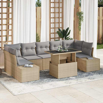 Garten-Sofa-Set 8 pcs Beige und Hellgrau 100 x 55 x 73 cm
