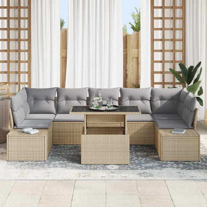 Garten-Sofa-Set 8 pcs Beige und Hellgrau 100 x 55 x 73 cm