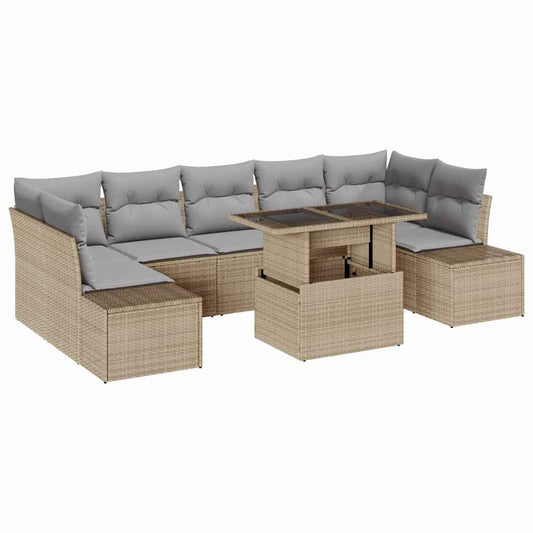 Garten-Sofa-Set 8 pcs Beige und Hellgrau 100 x 55 x 73 cm