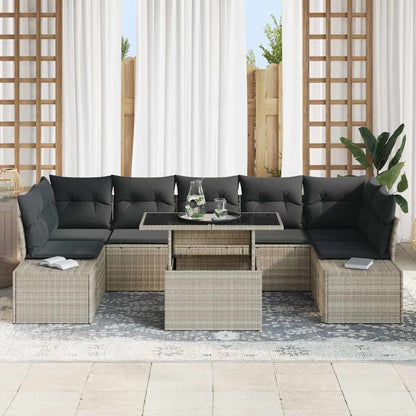Garten-Sofa-Set 8 pcs Grau und natürlich 100 x 55 x 73 cm