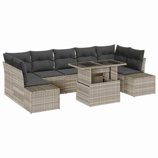 Garten-Sofa-Set 8 pcs Grau und natürlich 100 x 55 x 73 cm