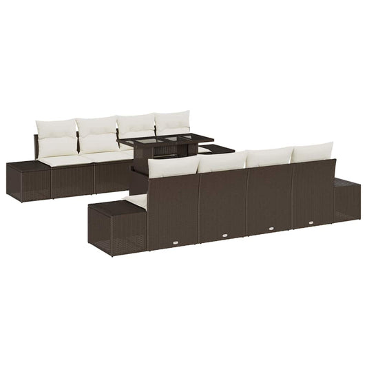 Garten-Sofa-Set mit Kissen 7 pcs Braun, Creme 100 x 55 x 73 cm