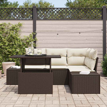 Garten-Sofa-Set mit Speicher 5 pcs Braun Poly Rattan