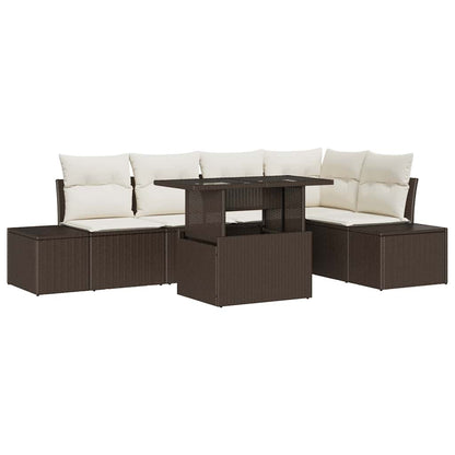 Garten-Sofa-Set mit Speicher 6 pcs Braun Poly Rattan