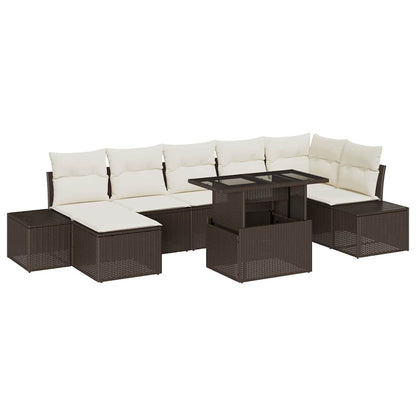 Garten-Sofa-Set mit Speicher 8 pcs Braun Poly Rattan