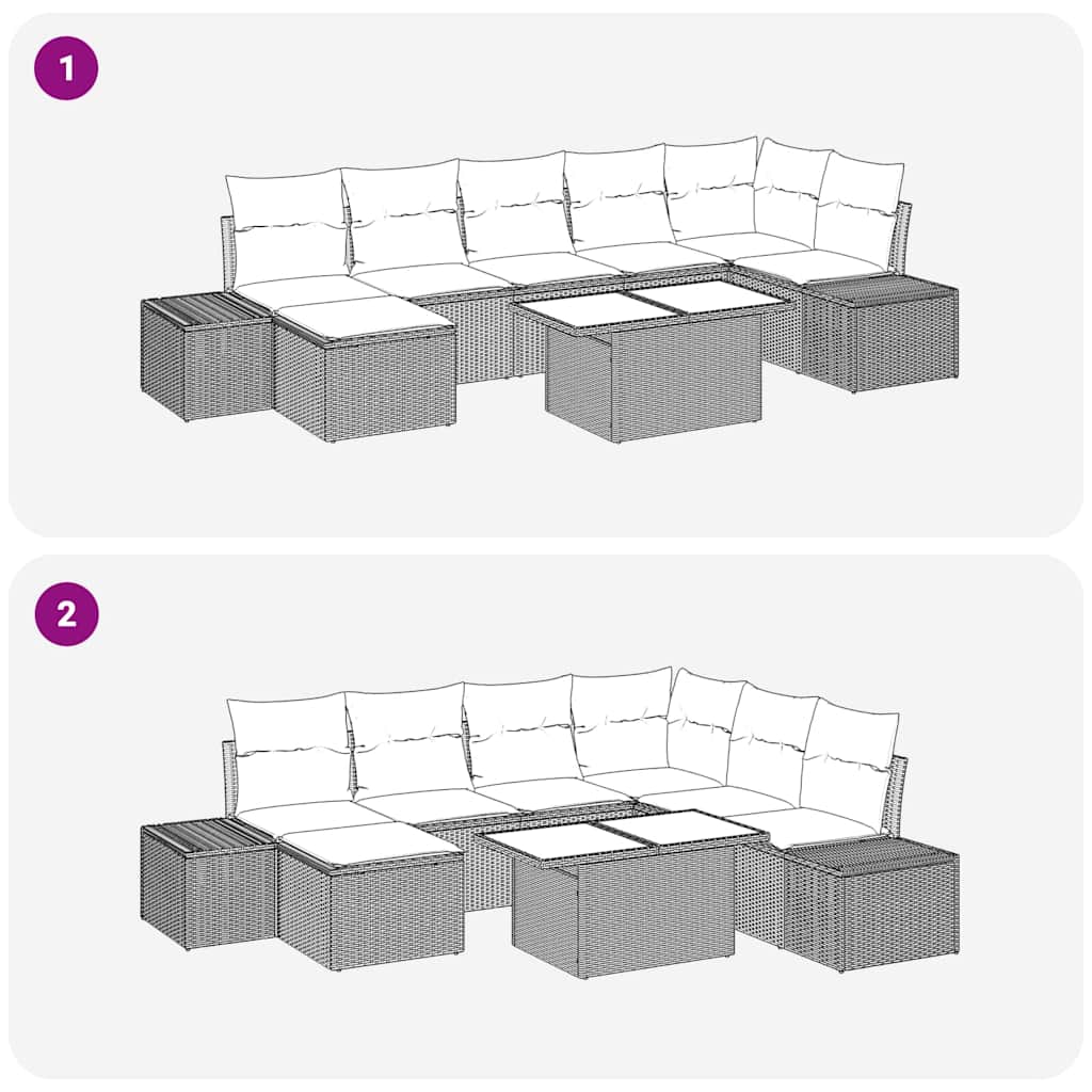 Garten-Sofa-Set mit Speicher 8 pcs Braun Poly Rattan