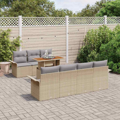 Garten-Sofa-Set mit Speicher 8 pcs Beige Poly Rattan