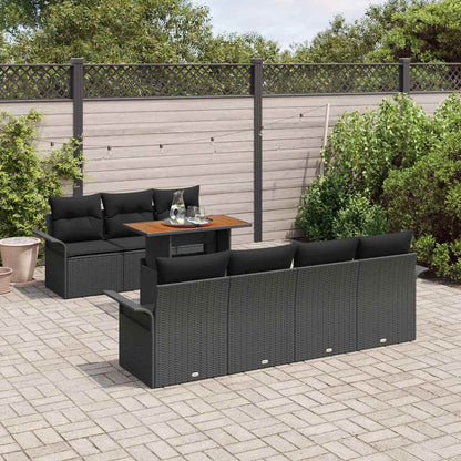 Garten-Sofa-Set mit Speicher 8 pcs Schwarz Poly Rattan