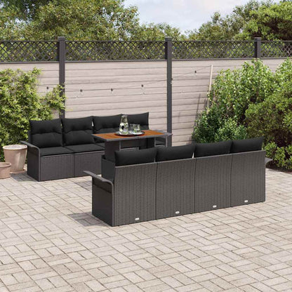 Garten-Sofa-Set mit Speicher 9 pcs Schwarz Poly Rattan