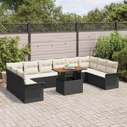 Garten-Sofa-Set mit Speicher 11 pcs Schwarz Poly Rattan