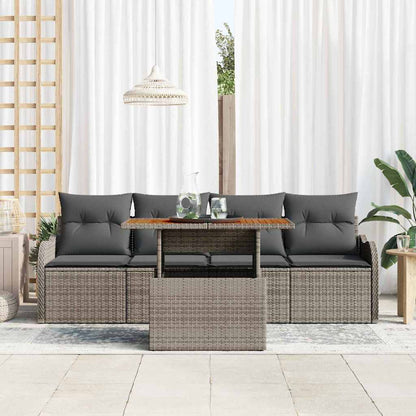 Garten-Sofa-Set mit Speicher 5 pcs Grau Poly Rattan