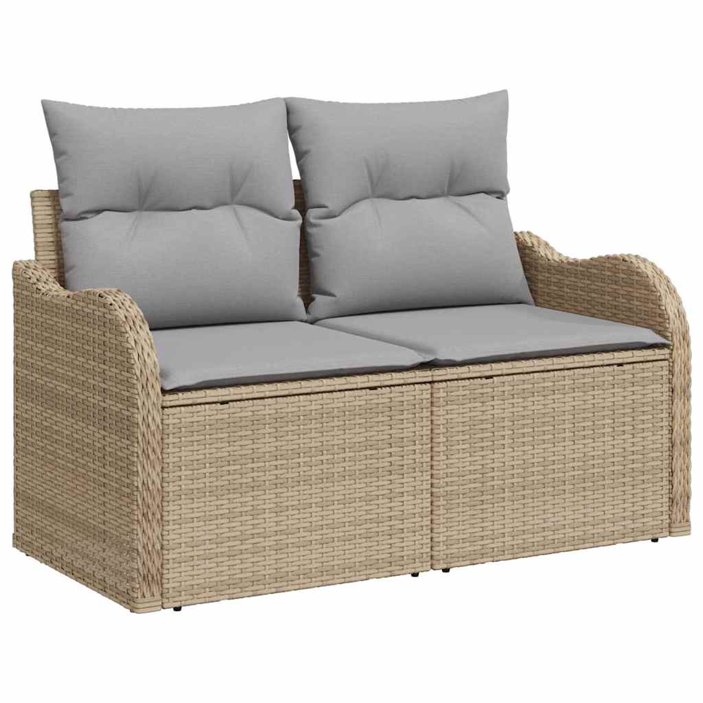 Garten-Sofa-Set mit Speicher 5 pcs Beige Poly Rattan