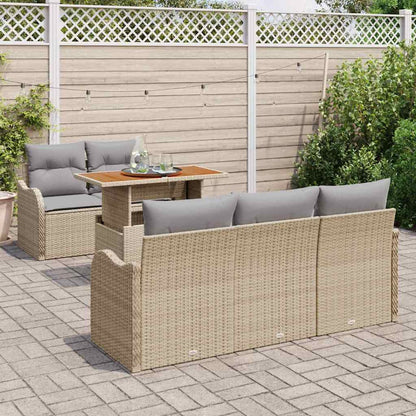 Garten-Sofa-Set mit Speicher 6 pcs Beige Poly Rattan
