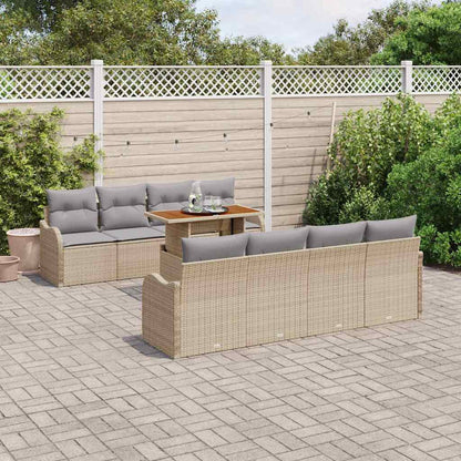 Garten-Sofa-Set mit Speicher 9 pcs Beige Poly Rattan
