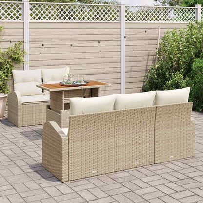 Garten-Sofa-Set mit Speicher 6 pcs Beige Poly Rattan