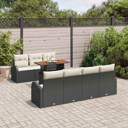 Garten-Sofa-Set mit Speicher 8 pcs Schwarz Poly Rattan