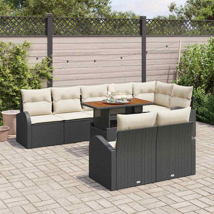 Garten-Sofa-Set mit Speicher 9 pcs Schwarz Poly Rattan