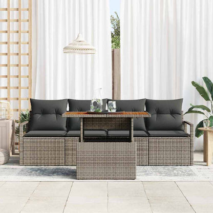 Garten-Sofa-Set mit Speicher 5 pcs Grau Poly Rattan