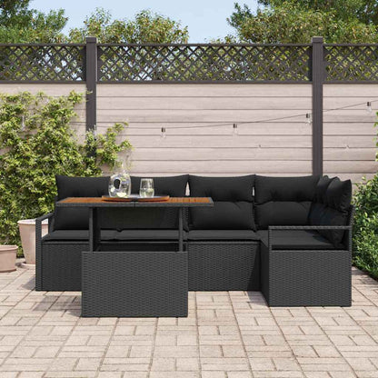 Garten-Sofa-Set mit Speicher 6 pcs Schwarz Poly Rattan
