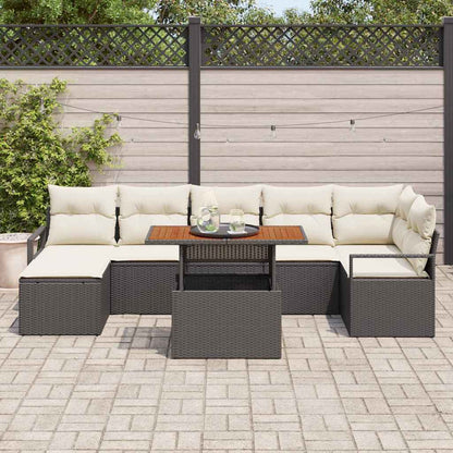 Garten-Sofa-Set mit Speicher 8 pcs Schwarz Poly Rattan