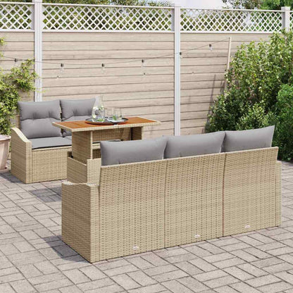 Garten-Sofa-Set mit Speicher 6 pcs Beige Poly Rattan