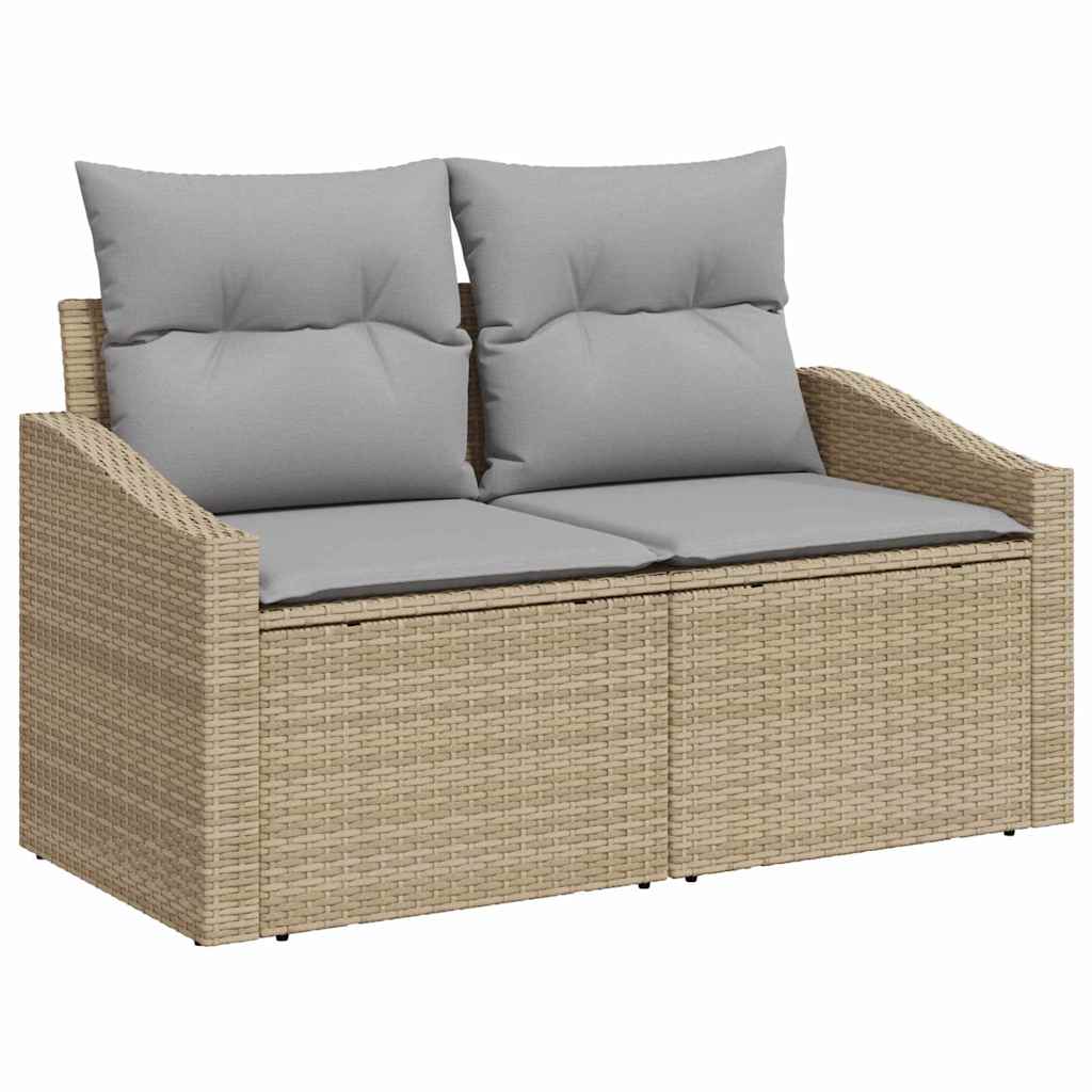 Garten-Sofa-Set mit Speicher 6 pcs Beige Poly Rattan