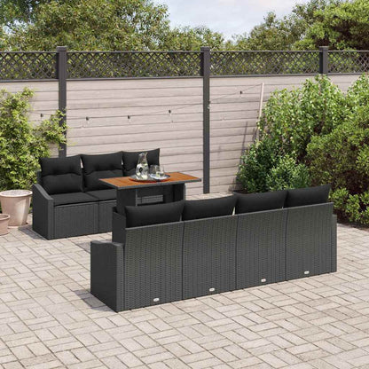 Garten-Sofa-Set mit Speicher 8 pcs Schwarz Poly Rattan