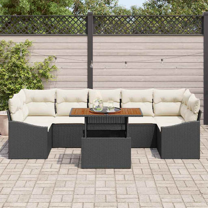 Garten-Sofa-Set mit Kissen mit Speicher 8 pcs Schwarz und Beige