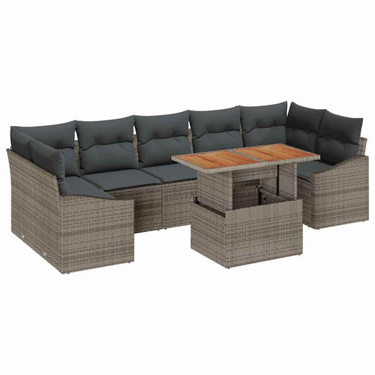 Garten-Sofa-Set mit Kissen mit Speicher 8 pcs Grau