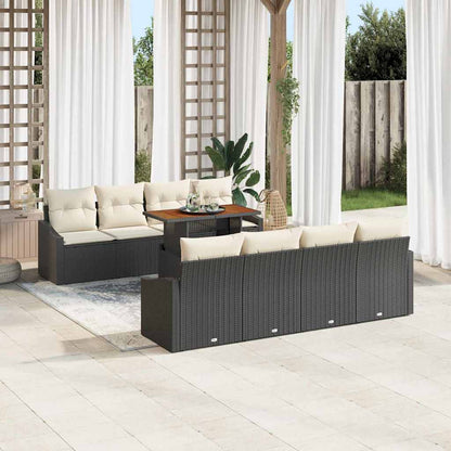 Garten-Sofa-Set mit Speicher 9 pcs Schwarz Poly Rattan