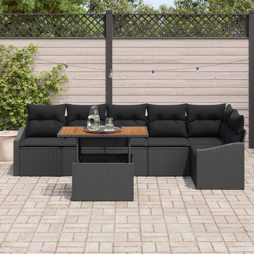 Garten-Sofa-Set mit Speicher 7 pcs Schwarz Poly Rattan