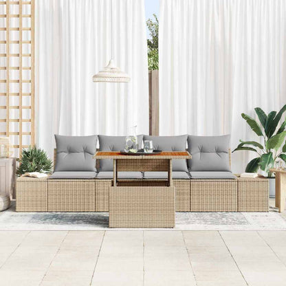 Garten-Sofa-Set mit Speicher 5 pcs Beige Poly Rattan