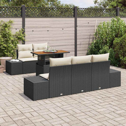 Garten-Sofa-Set mit Speicher 6 pcs Schwarz Poly Rattan