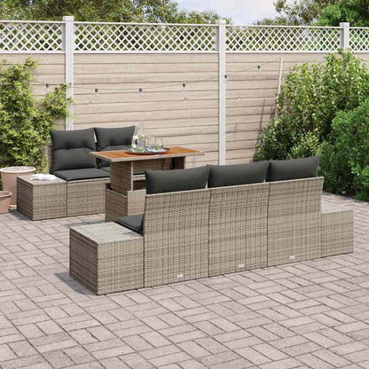 Garten-Sofa-Set mit Speicher 6 pcs Grau Poly Rattan