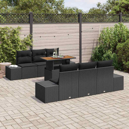 Garten-Sofa-Set mit Speicher 7 pcs Schwarz Poly Rattan