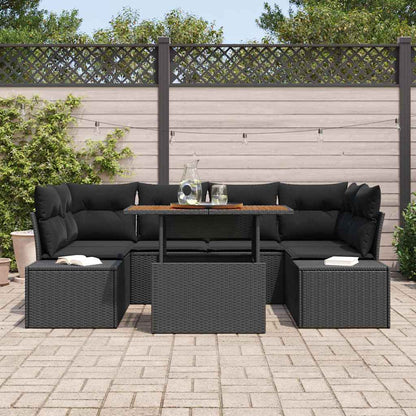Garten-Sofa-Set mit Speicher 7 pcs Schwarz Poly Rattan