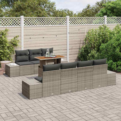 Garten-Sofa-Set mit Speicher 8 pcs Grau Poly Rattan
