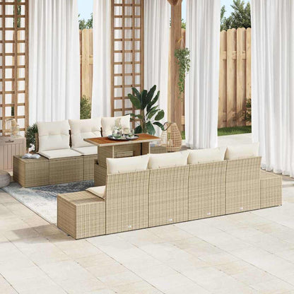 Garten-Sofa-Set mit Speicher 8 pcs Beige Poly Rattan