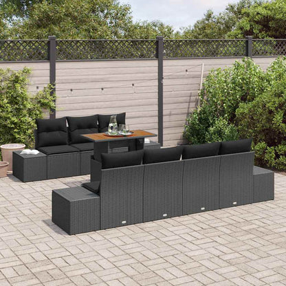 Garten-Sofa-Set mit Speicher 8 pcs Schwarz Poly Rattan