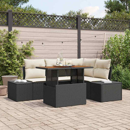 Garten-Sofa-Set mit Speicher 5 pcs Schwarz Poly Rattan
