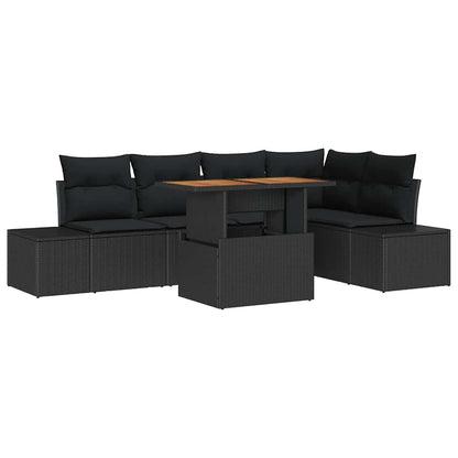 Garten-Sofa-Set mit Speicher 6 pcs Schwarz Poly Rattan