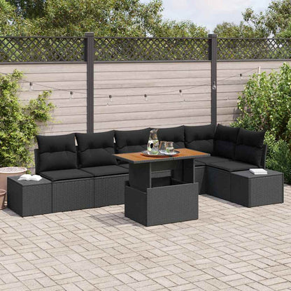 Garten-Sofa-Set mit Speicher 7 pcs Schwarz Poly Rattan