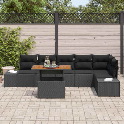 Garten-Sofa-Set mit Speicher 7 pcs Schwarz Poly Rattan